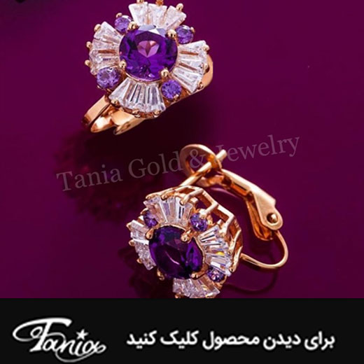 گوشواره با سنگ قیمتی رنگی